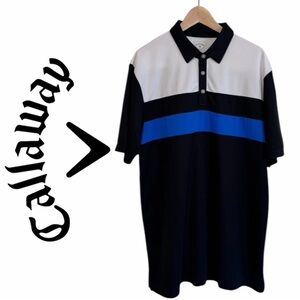 Callaway Men’s XL Opti-Dri Golf Polo White Blue Black Sleeve Logo